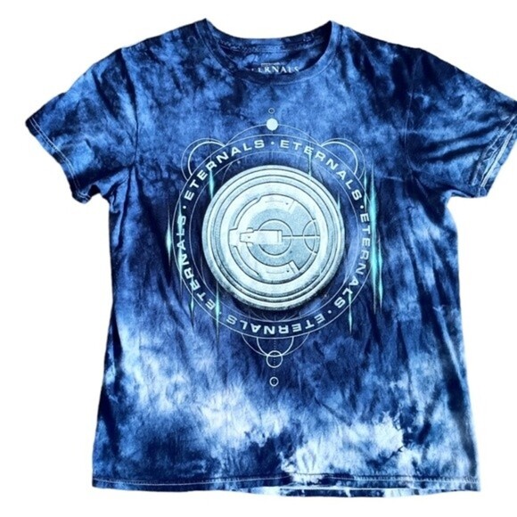Marvel Eternals T-Shirt Mens Size Medium Blue Acid Wash Graphic Short Sleeve - Picture 2 of 11